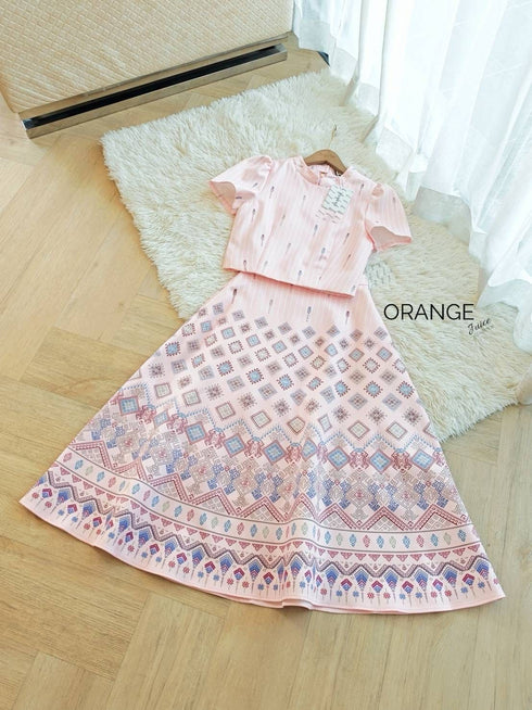 ORANGE JUICE Printed Tops With Long Skirts Sets